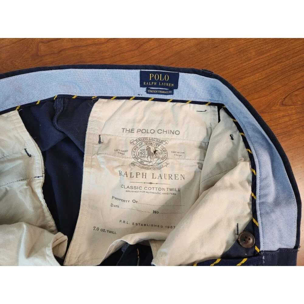 Polo Ralph Lauren Mens Stretch Straight Fit The Polo Chino Navy Blue 34x30